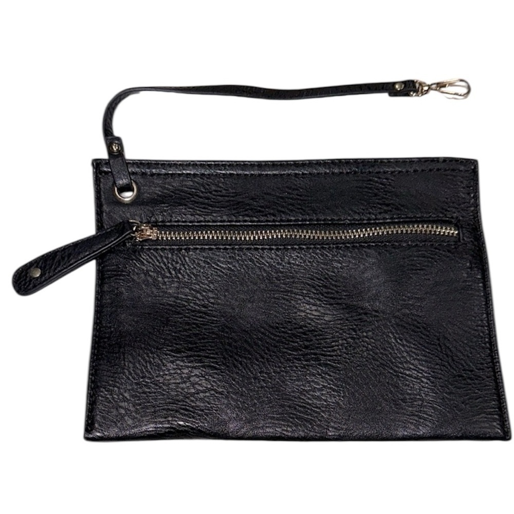 Black Leather Clutch goes inside purse